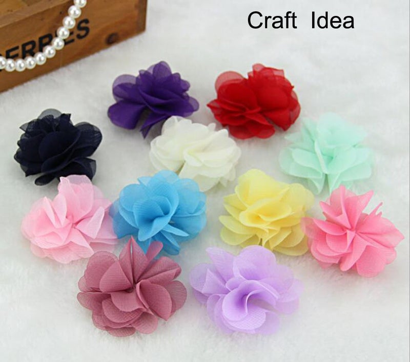 YYCRAFT 4.5 Yards 2.5" 3D Chiffon Flower Lace Trims Bridal Bouquets Cluster Flower DIY Sewing(White) - Image 4